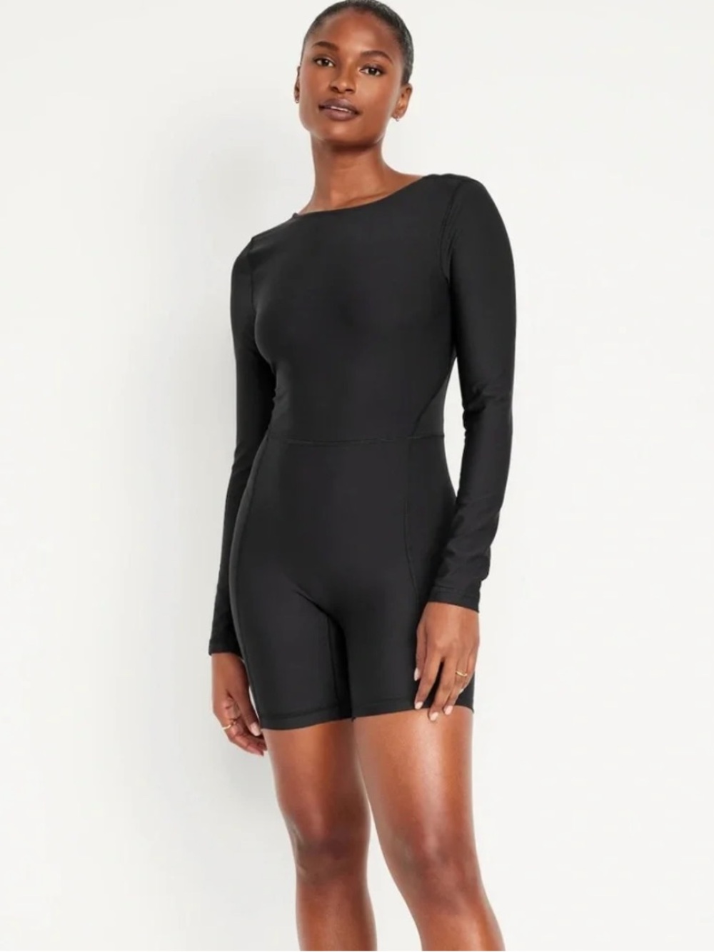 Old Navy Black Long Sleeve Romper Bodysuit